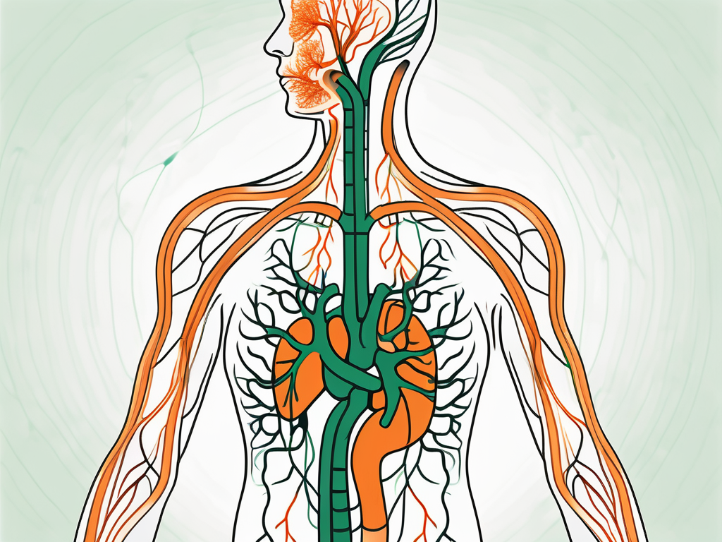 The vagus nerve branching out in the human body