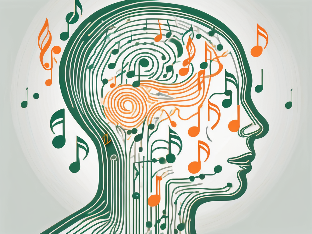 A person-shaped outline filled with musical notes