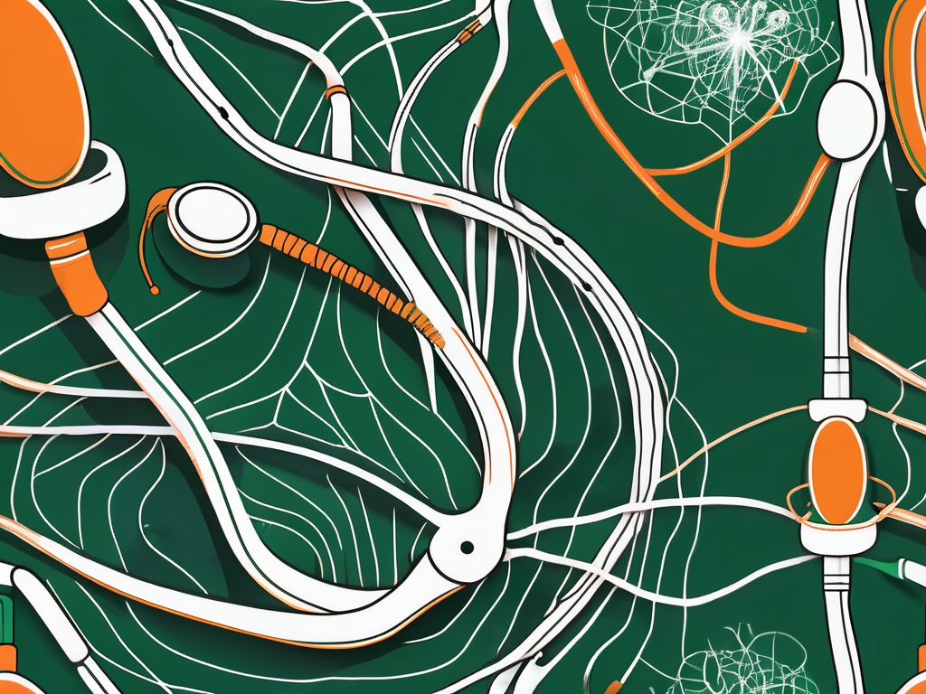 A stethoscope next to a simplified