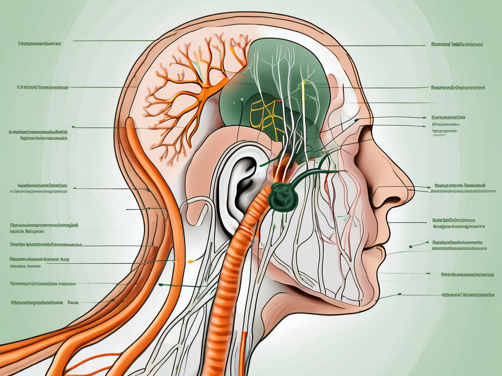 The human ear with the vagus nerve highlighted