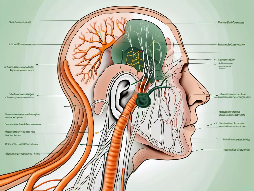 The human ear with the vagus nerve highlighted