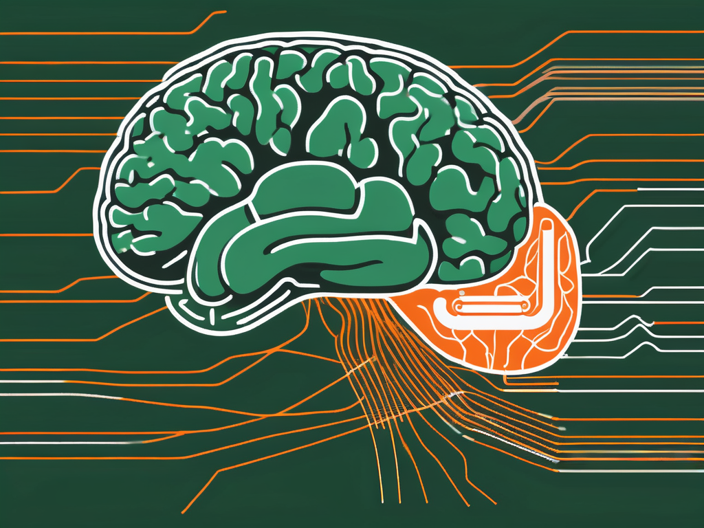 A brain with highlighted areas connected to the vagus nerve