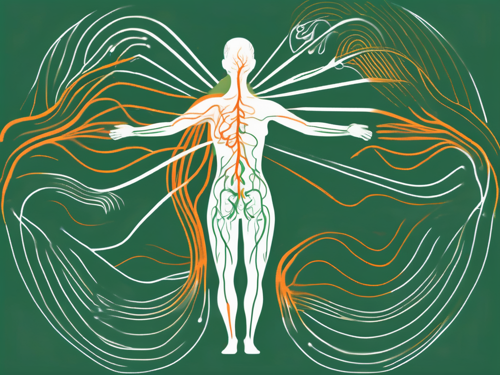 The vagus nerve running from the brain down the neck and into the abdomen
