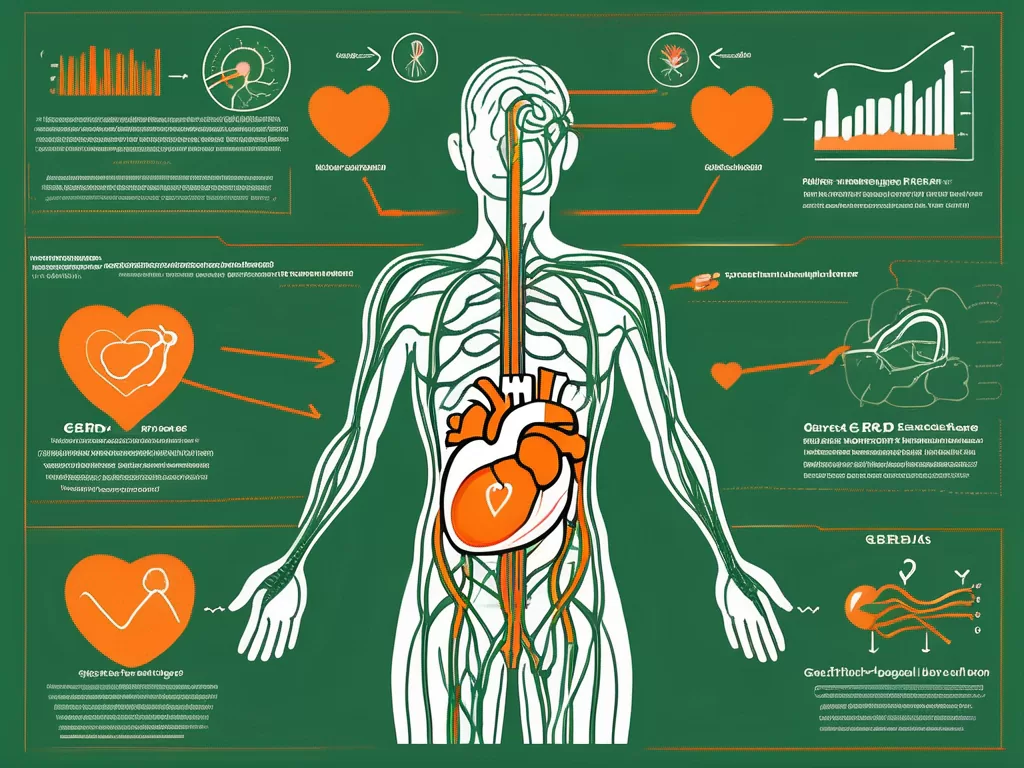 The vagus nerve connecting the stomach and the heart