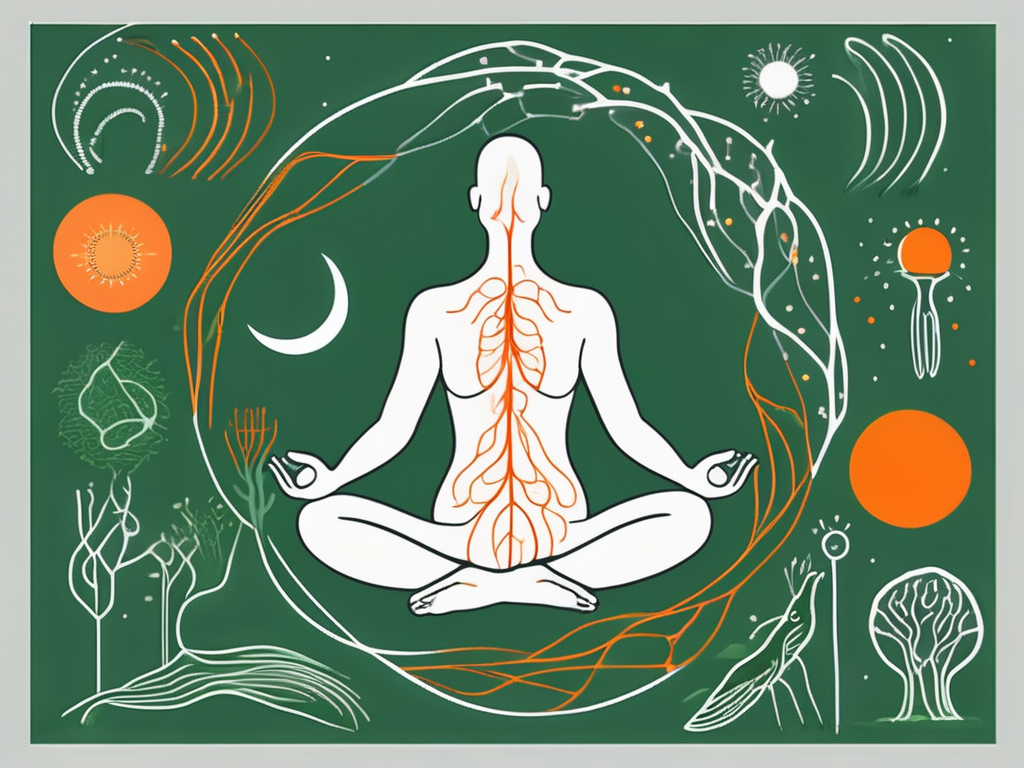 A human silhouette with the vagus nerve highlighted