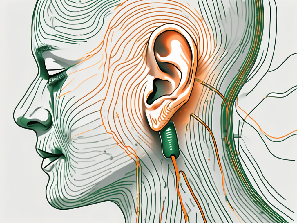 A human ear with the vagus nerve highlighted