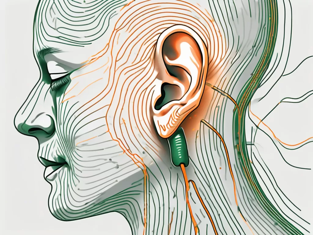 A human ear with the vagus nerve highlighted