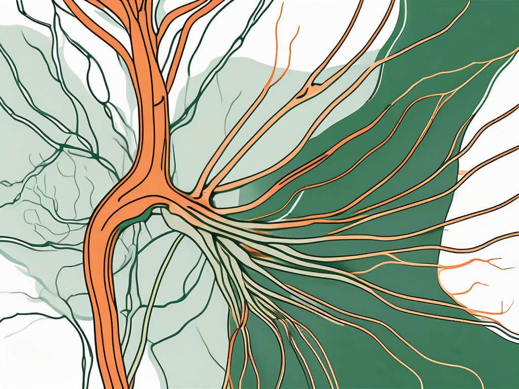 A magnesium mineral next to a stylized depiction of the vagus nerve