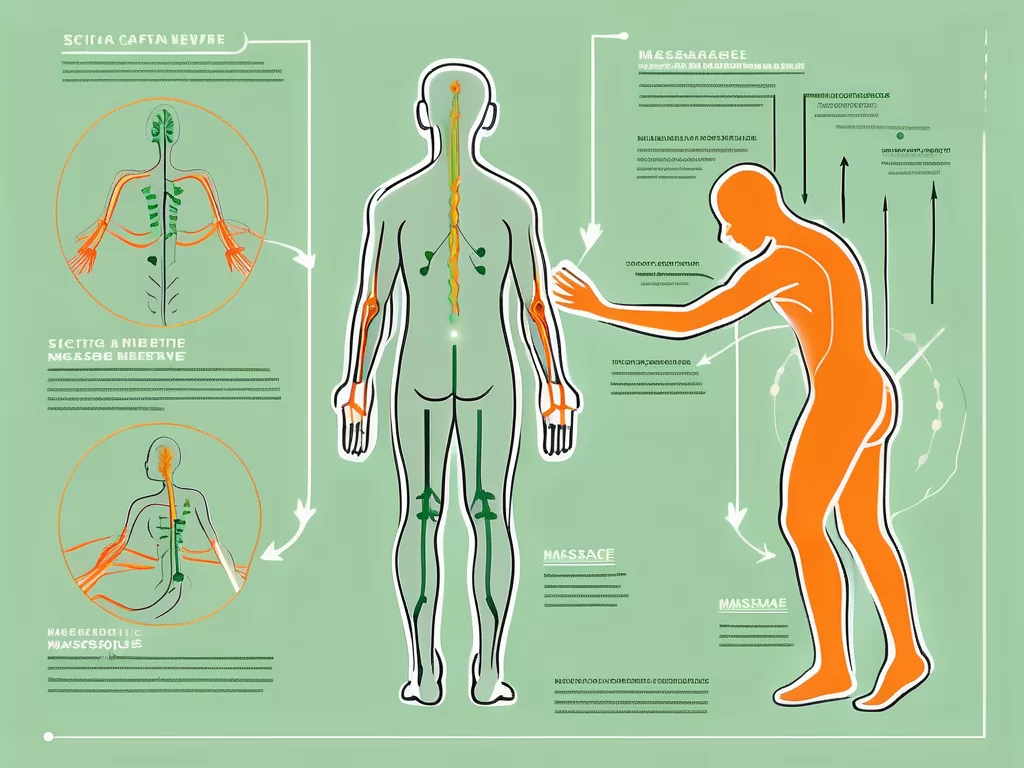 A human silhouette with the sciatic nerve highlighted