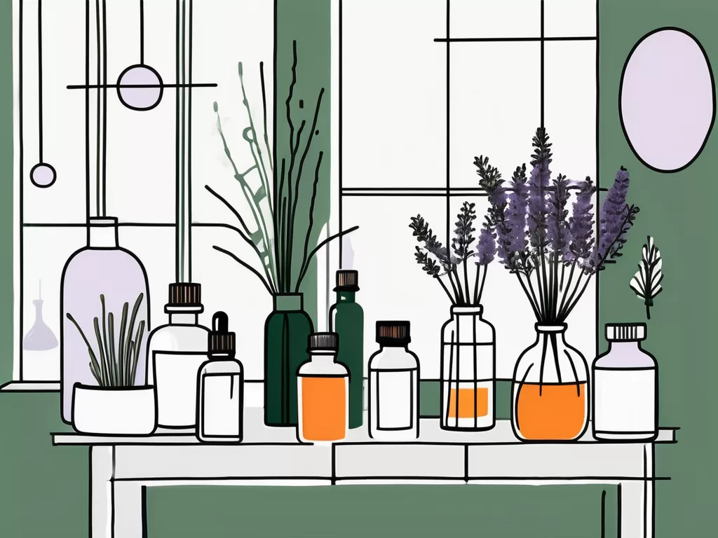 A serene room filled with soothing elements like a diffuser emitting calming essential oils