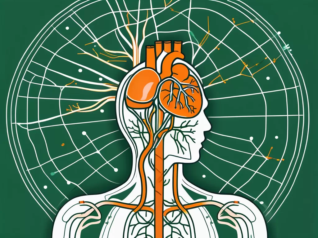 The human nervous system highlighting the vagus nerve