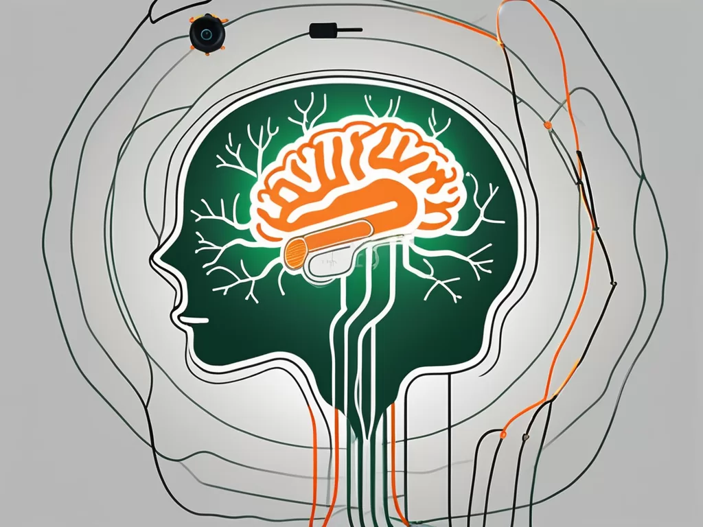 A brain with the vagus nerve highlighted