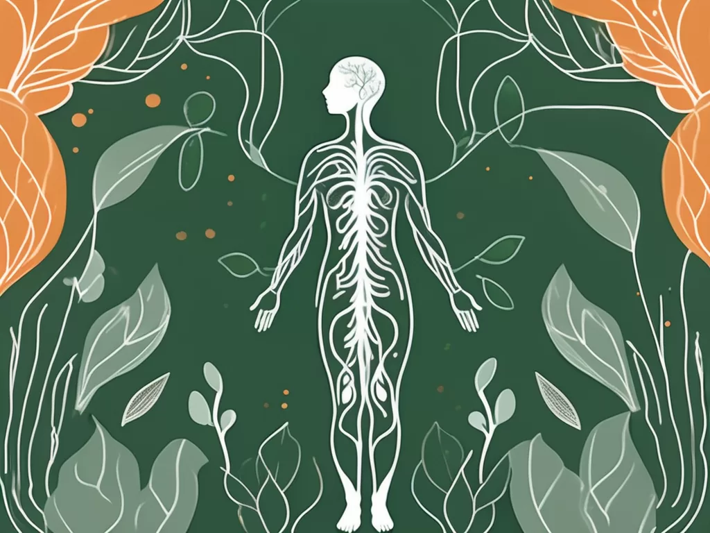 A human silhouette with the vagus nerve highlighted