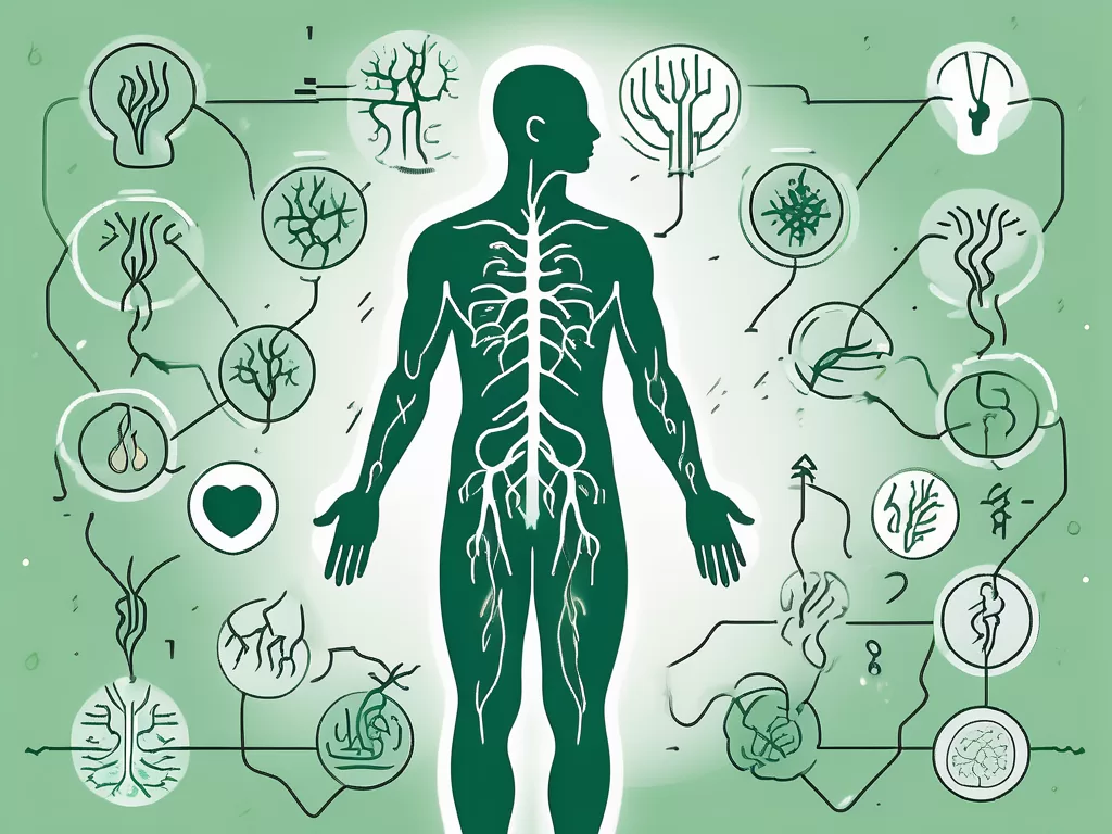 The vagus nerve highlighted within a stylized human body