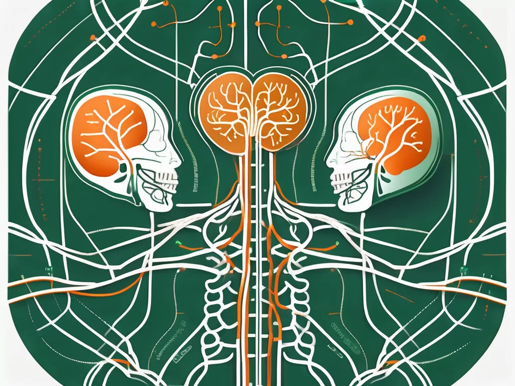 The human nervous system highlighting the vagus nerve