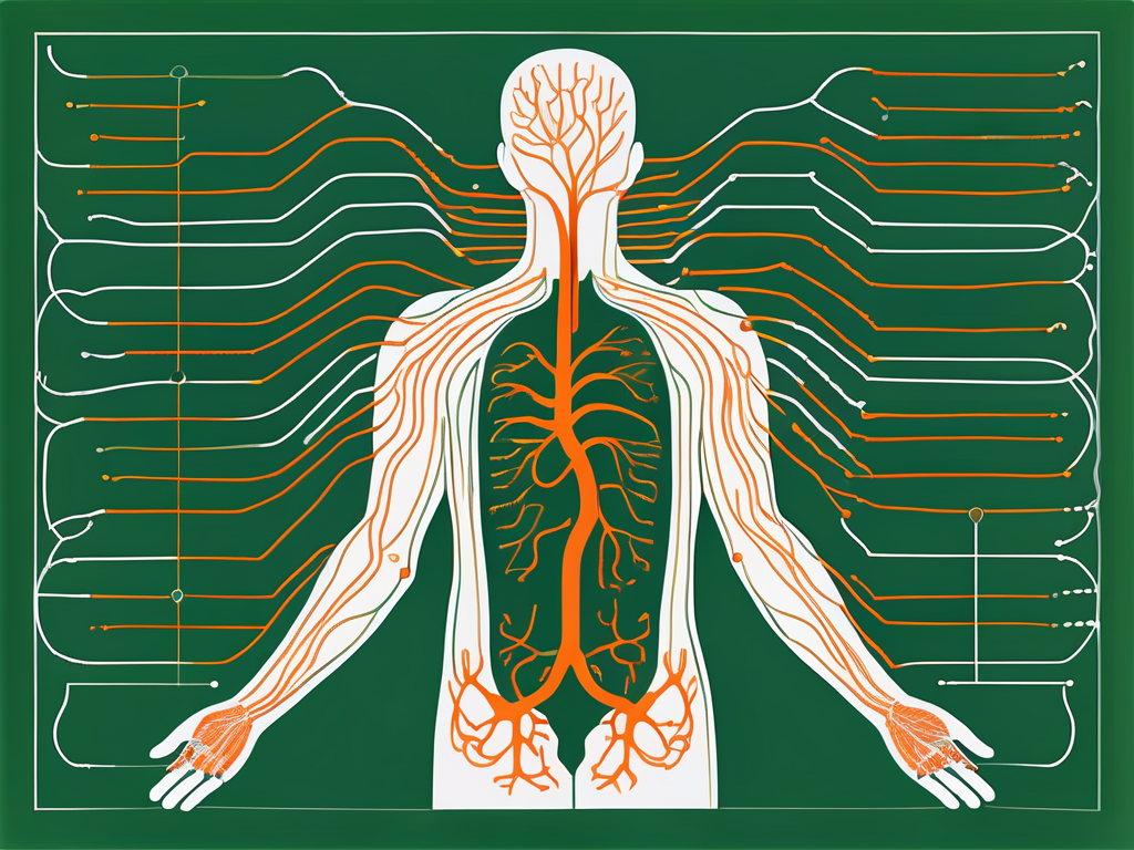 The nervus vagus shown as a network of nerves extending from the brain