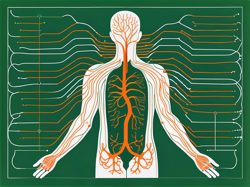 The nervus vagus shown as a network of nerves extending from the brain