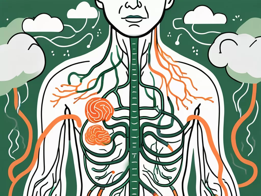 The vagus nerve connecting the brain and stomach