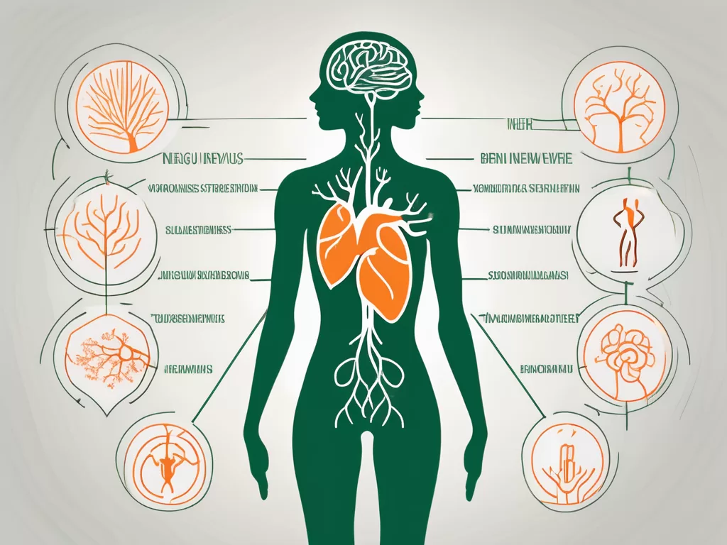 The vagus nerve highlighted within a silhouette of a human body