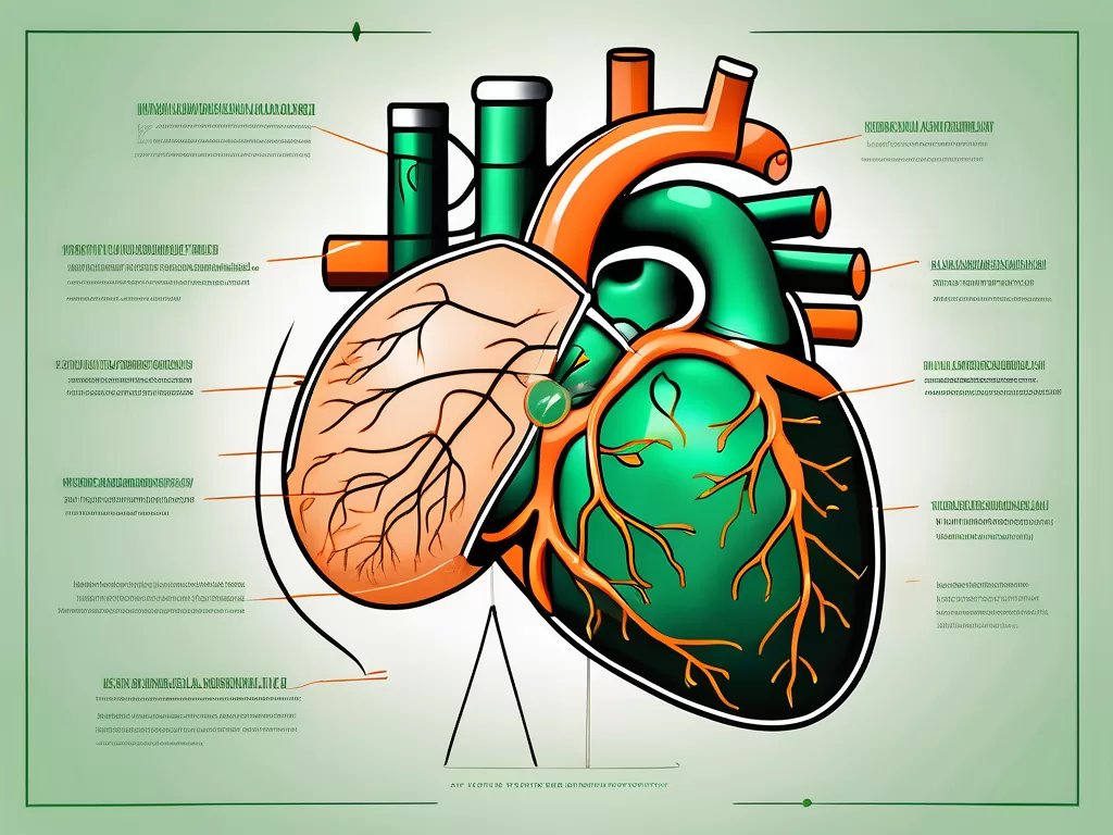 A heart with a highlighted vagus nerve
