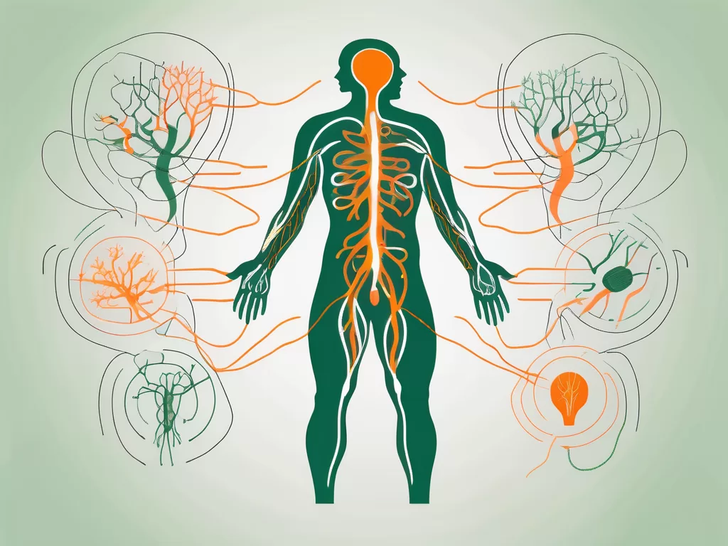 A human body silhouette with the vagus nerve highlighted