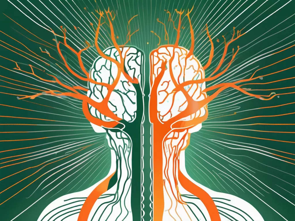 A stylized human silhouette with the vagus nerve highlighted