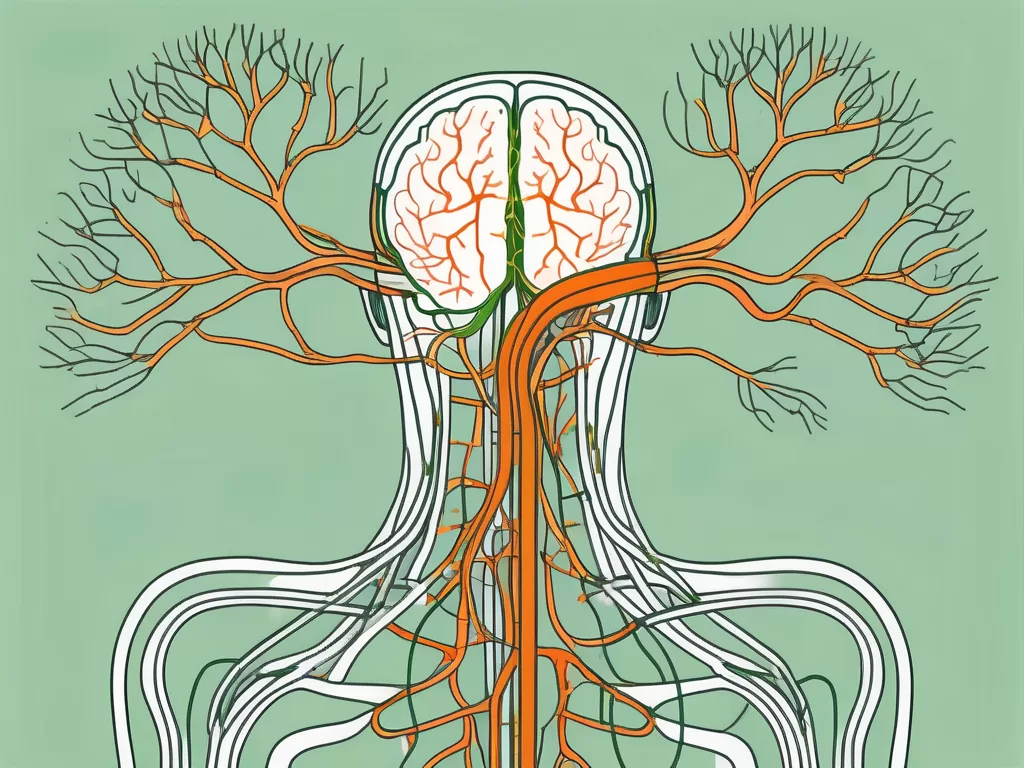 The human nervous system highlighting the vagus nerve