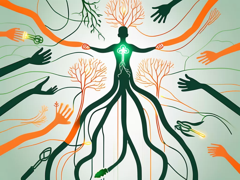 The vagus nerve highlighted in a human silhouette