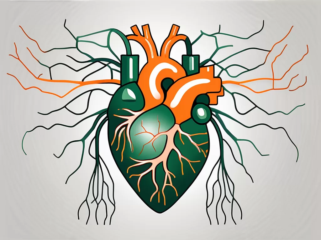 The human heart with the vagus nerve connected to it
