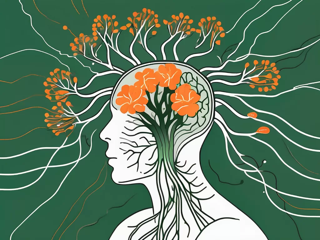 The vagus nerve branching out from the brain