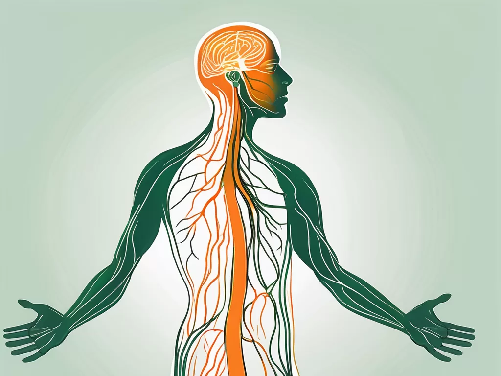 The human body highlighting the path of the vagus nerve