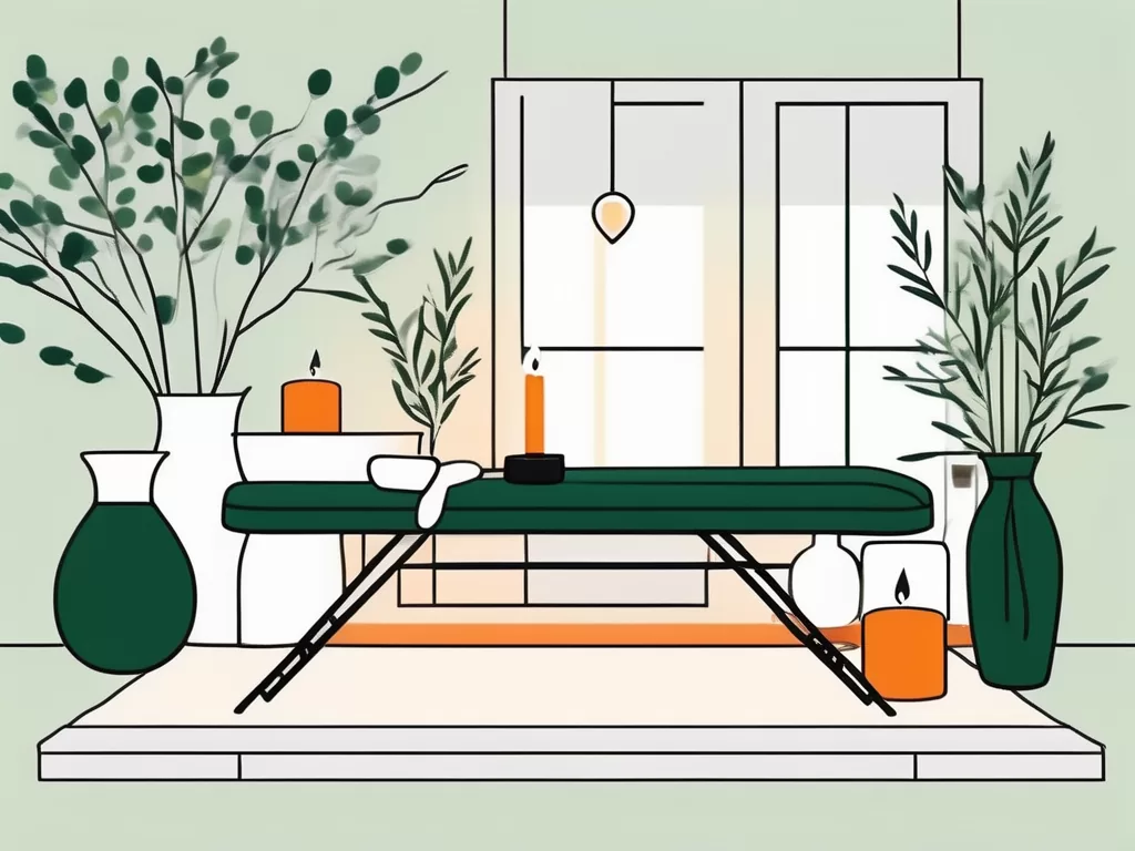 A serene and peaceful setting with a massage table