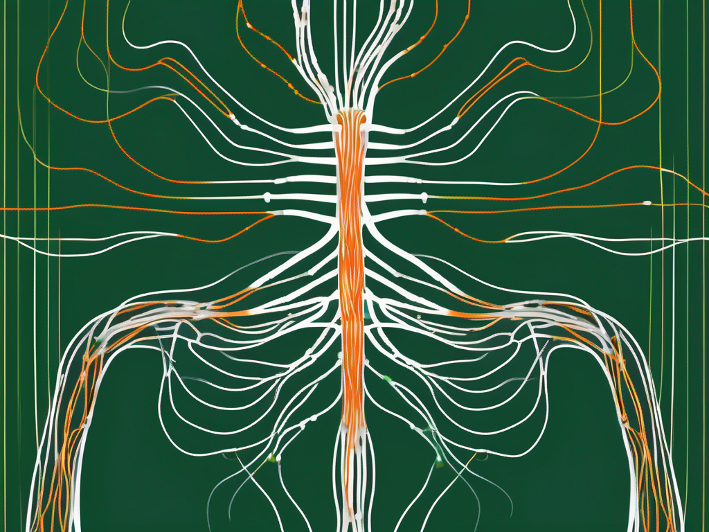 The nervus vagus (vagus nerve) represented as a network of lines
