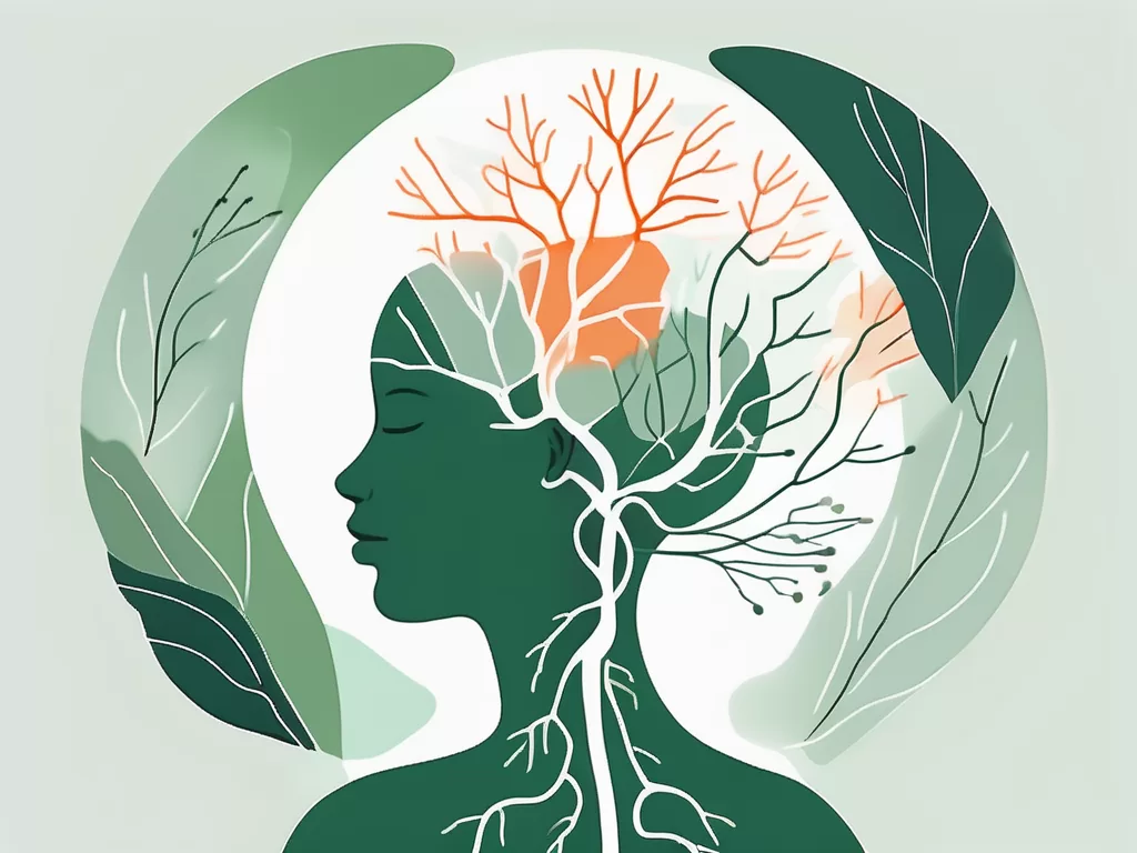 A relaxed human silhouette with the vagus nerve highlighted